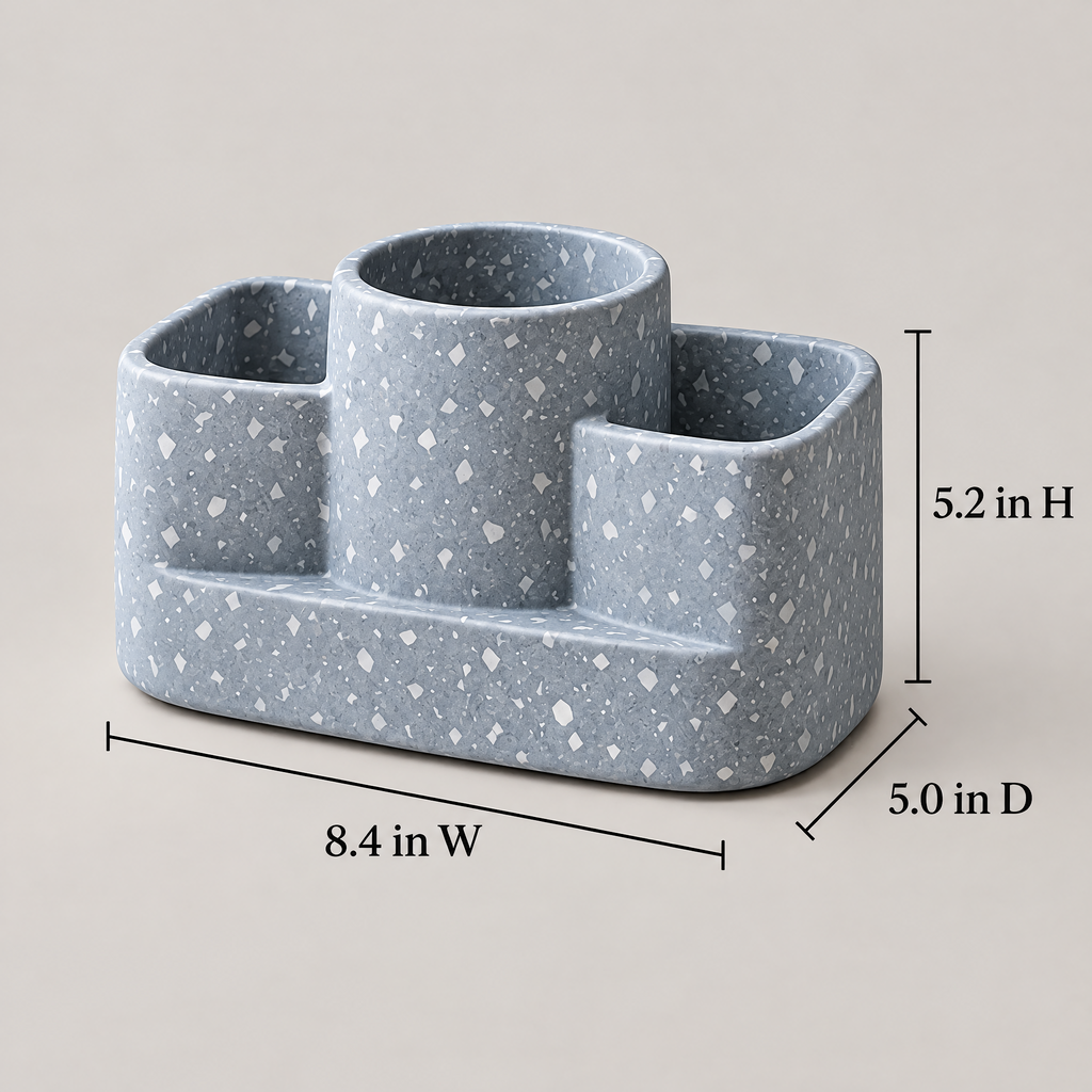 Jorlenna Blue Fleck Countertop Organizer — dimensions