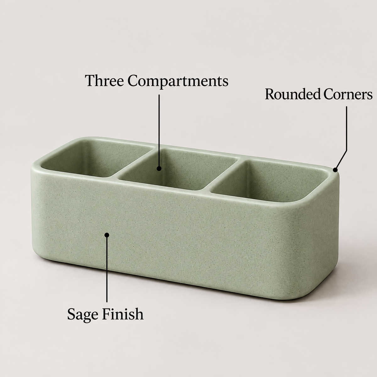 Jorlenna Sage Trio Countertop Organizer — compartment details