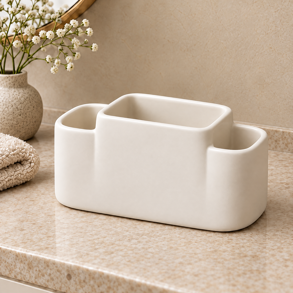 Jorlenna Ivory Center Countertop Organizer — main view