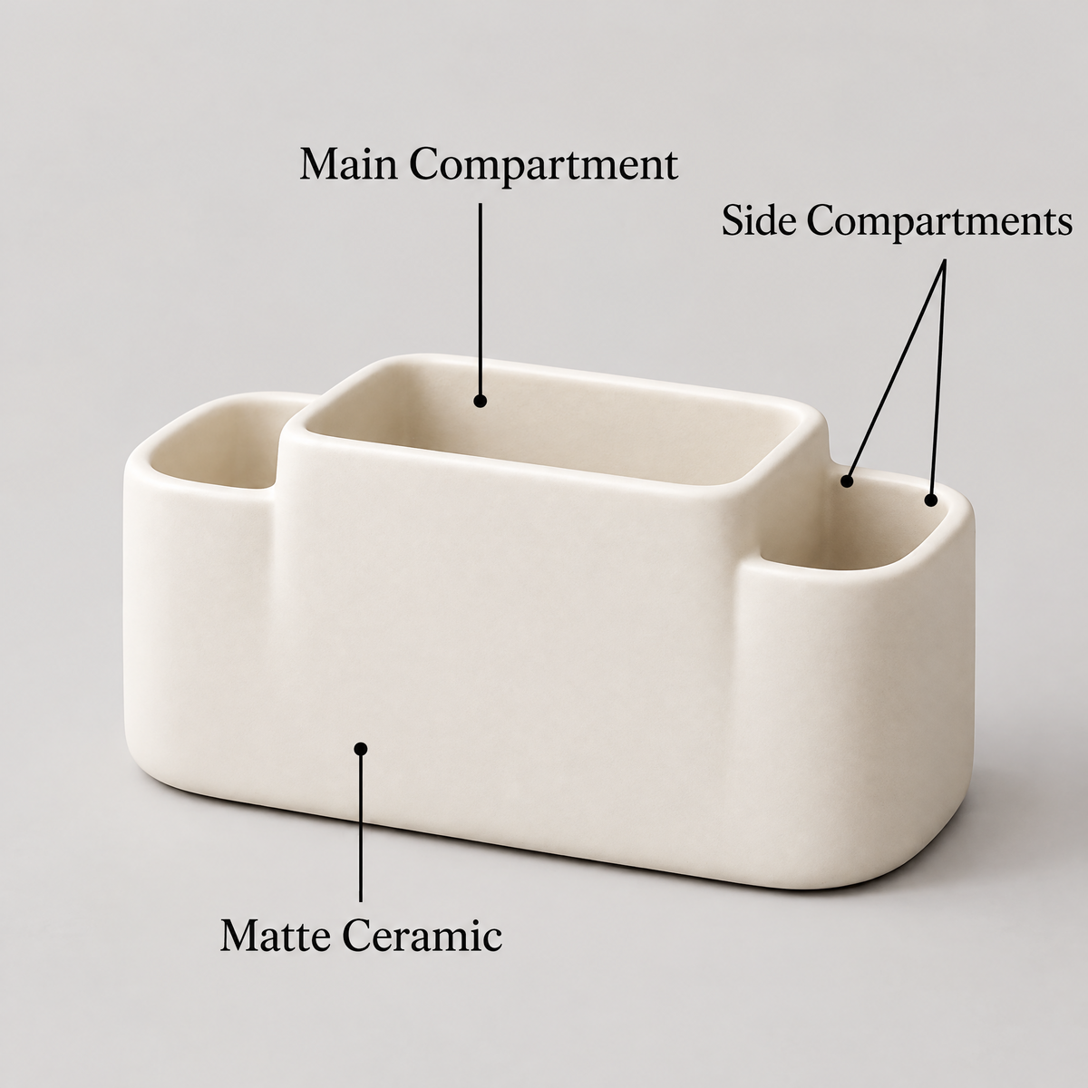 Jorlenna Ivory Center Countertop Organizer — compartment details