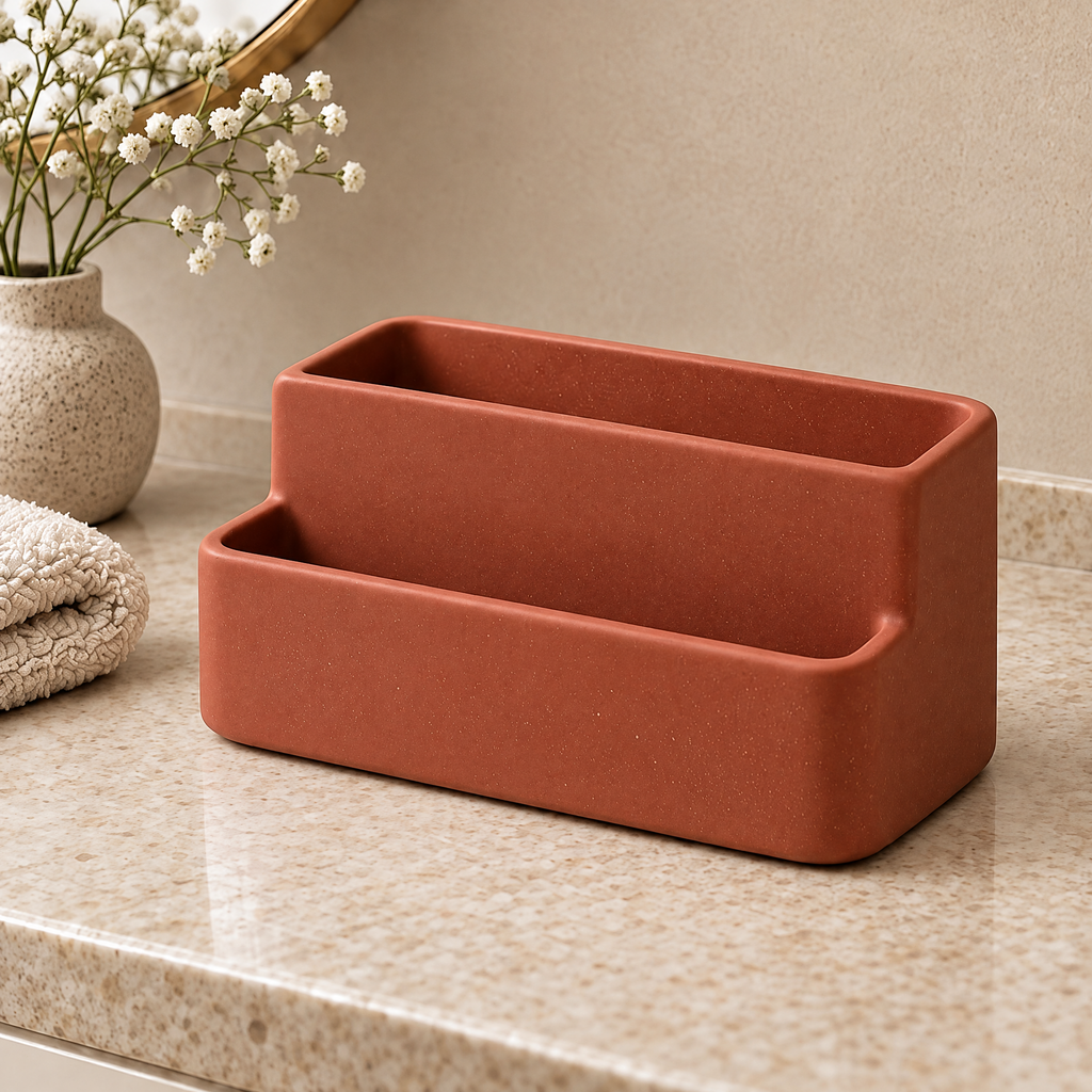 Jorlenna Terracotta Duo Countertop Organizer — main view