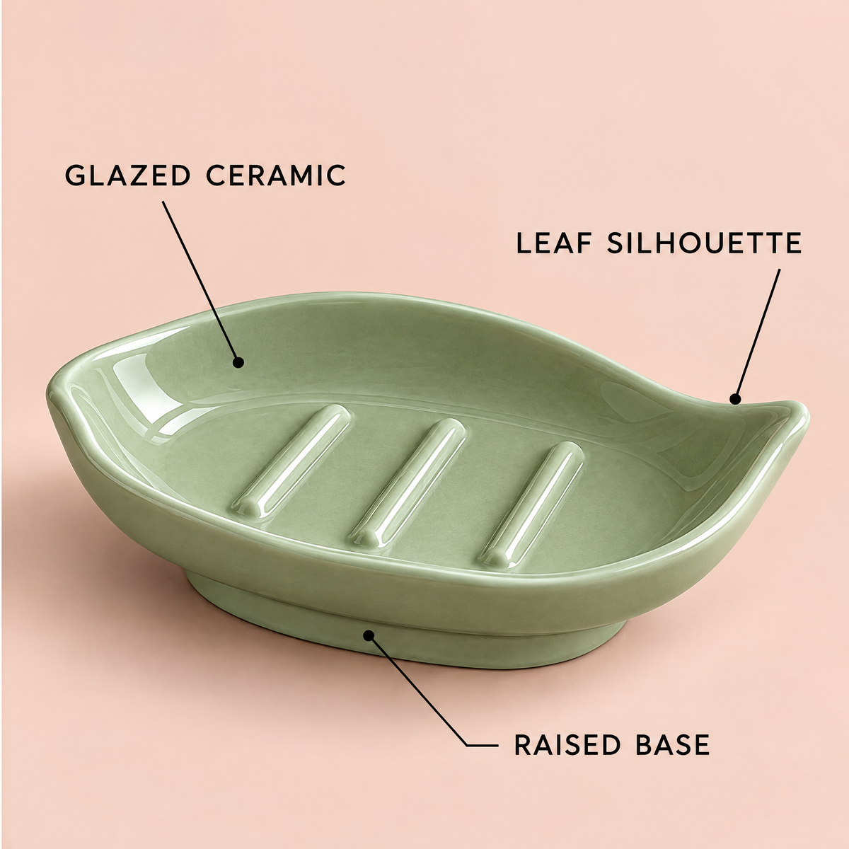 Jorlenna Sage Leaf Soap Tray — design details