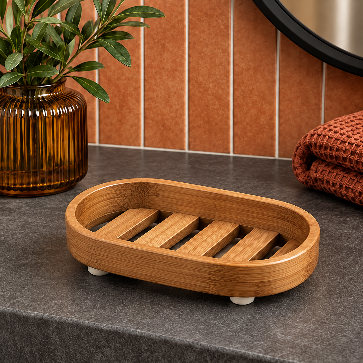 Jorlenna Honey Slat Soap Tray — main view