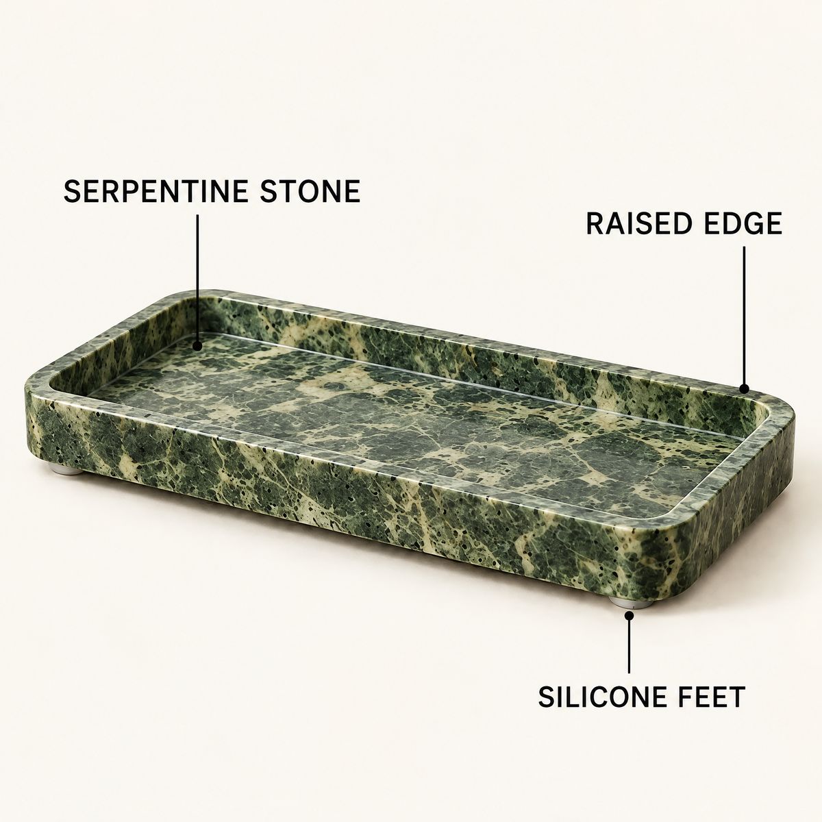 Jorlenna Forest Vein Stone Tray — rim and base details