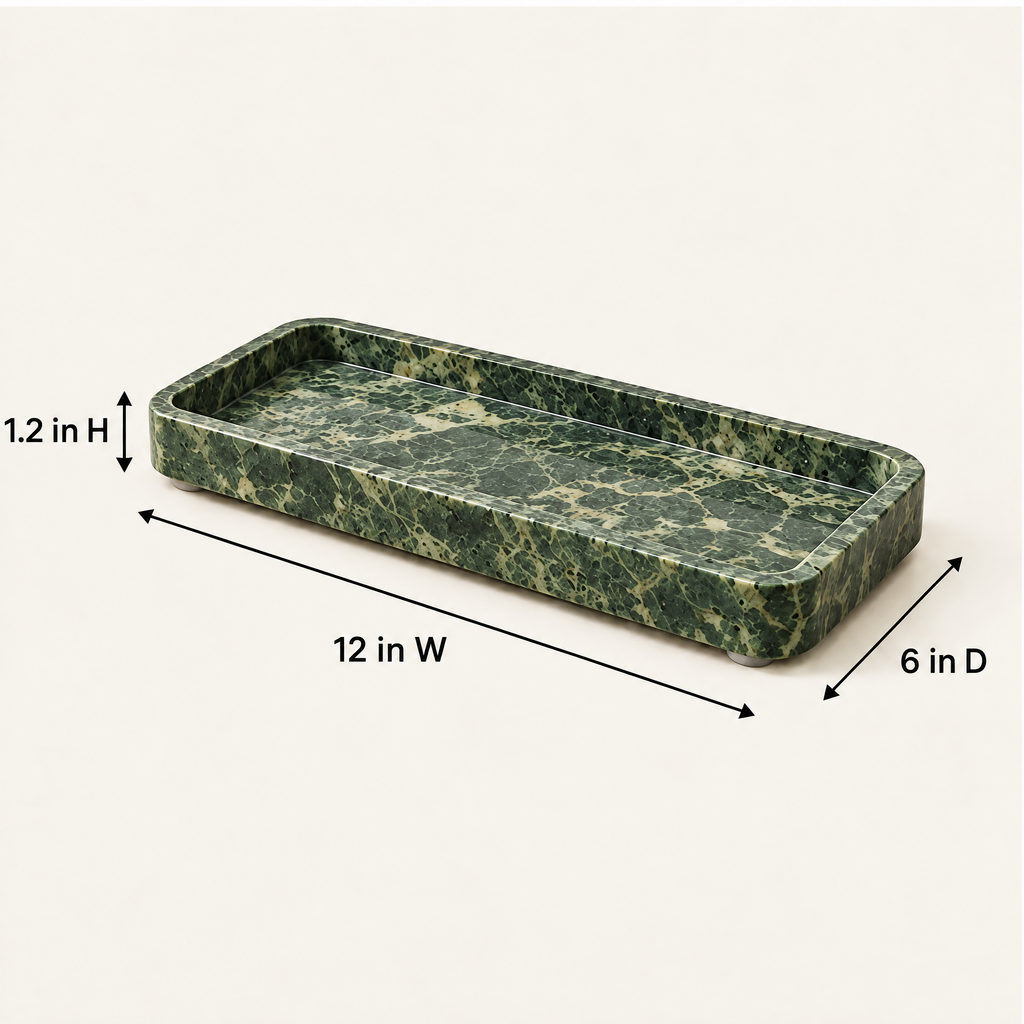 Jorlenna Forest Vein Stone Tray — 12 in W by 6 in D by 1.2 in H