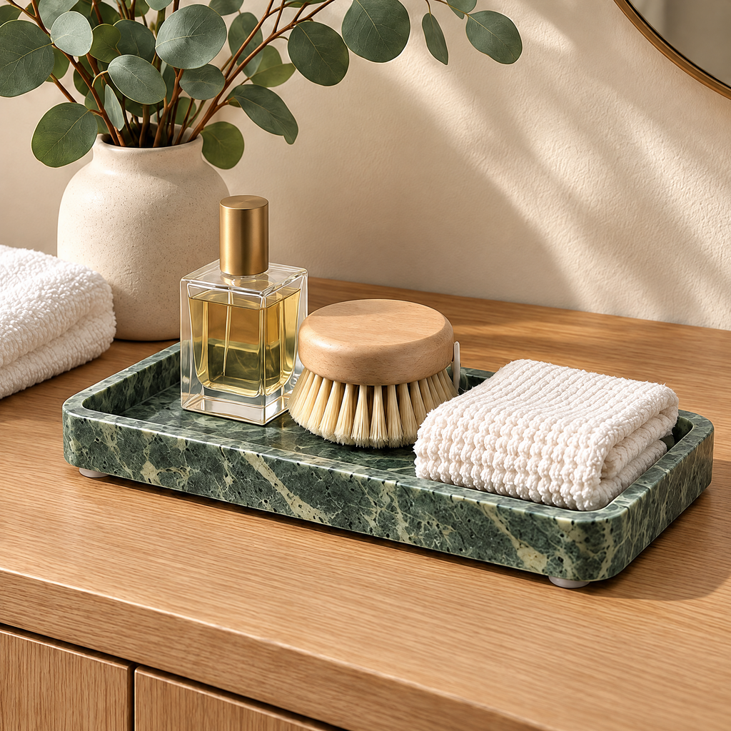 Jorlenna Forest Vein Stone Tray — bathroom styling