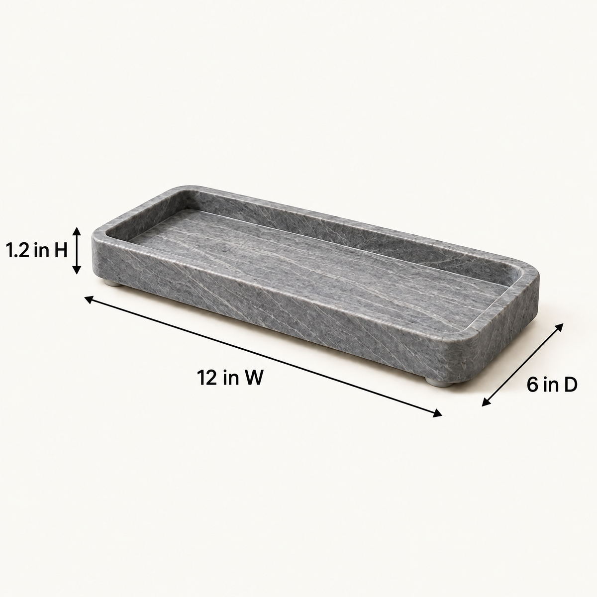 Jorlenna Silver Vein Stone Tray — 12 in W by 6 in D by 1.2 in H